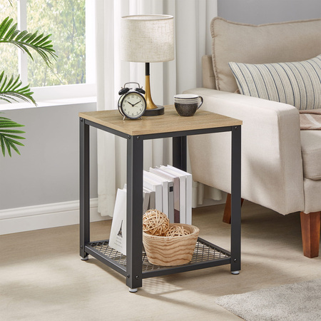 Stolik nocny - Kwadratowy stolik pomocniczy Loft z półką (Dąb Sonoma) VASAGLE LET041B11