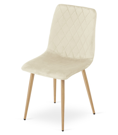 "Krzesło TURIN - jasny beż aksamit / nogi kolor drewna x 3"