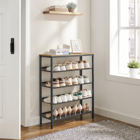 Wysoki regał na buty - 5-poziomowa półka na obuwie - Szafka na buty (Dąb Sonoma) VASAGLE LBS038B11