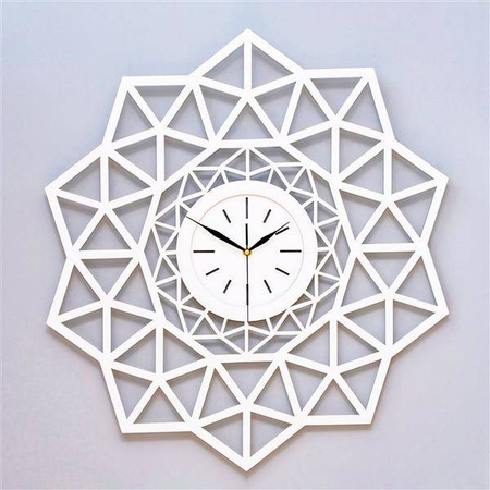 Oryginalny zegar ścienny ażurowy GEOMETRYCZNY ze sklejki w kolorze białym, 3 rozmiary, ORNAMENTI