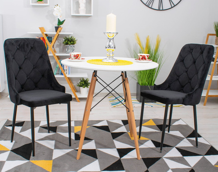 Czarne krzesła Glamour do jadalni CAPRI (3 sztuki) - Tapicerowane krzesła pikowane