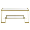 Ława do salonu ze szklanym blatem - Złoty, szklany stolik do salonu GLAMOUR VASAGLE LGT033A01
