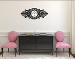 Elegancki, ażurowy zegar ścienny VINCENT 30x70 cm wykonany w stylu retro, kolor czarny, ORNAMENTI