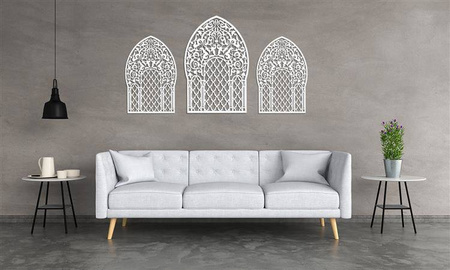 DEKORACYJNY PANEL AŻUROWY, OKNO MAROKAŃSKIE, DEKORACJA ŚCIENNA 3D, ORNAMENT, TRYPTYK , CZARNY