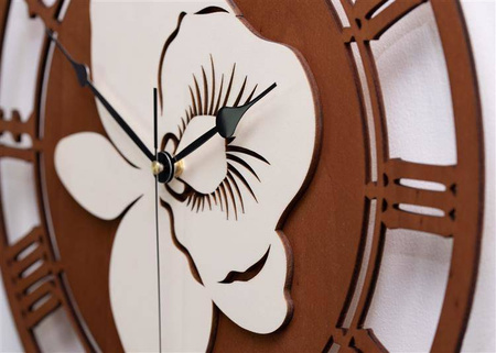 Zegar ścienny z tropikalnym motywem STORCZYKA w kolorze drewna, ORNAMENTI