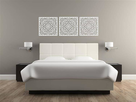 AŻUROWY TRYPTYK DEKORACYJNY, KWIATOWY WZÓR, PANELE AŻUROWE, DEKORACJA NA ŚCIANĘ, CZARNY