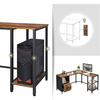 Narożne biurko z półkami i szufladą - Industrialne duże biurko do rogu - VASAGLE LWD75X-1