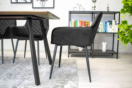 Czarne fotele do jadalni NOLA (2 sztuki) - Tapicerowane krzesła z podłokietnikami