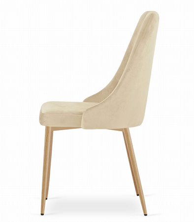 Beżowe krzesło IMOLA pokryte aksamitem - Tapicerowane krzesło do jadalni
