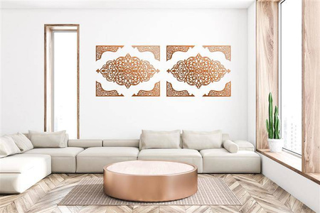 DEKORACYJNE PANELE AŻUROWE, 10 ELEMENTOWA, ARABESKA, DEKORACJA ŚCIENNA 3D, DYPTYK, BIAŁY