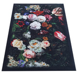 Dywan z poliestru w kwiaty róże czarny Horeca-New 119 - 80x150 cm