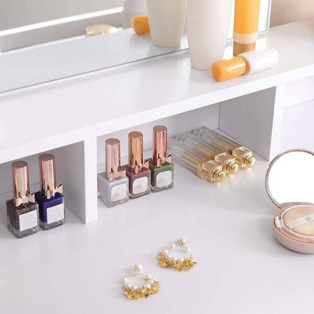 Biała toaletka do makijażu z dużym lustrem i szufladami VASAGLE RDT113W01