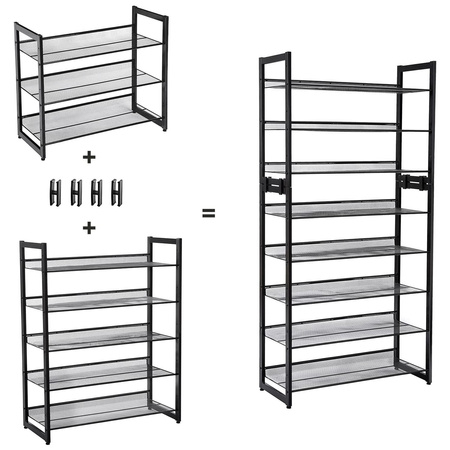 5-poziomowa półka na buty - Czarna szafka na buty do przedpokoju - Regał - SONGMICS LMR005B