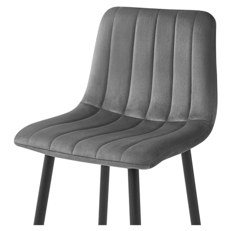 Ciemnoszary hoker POZZA - Tapicerowany, wysoki stołek barowy z oparciem