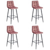 Różowe hokery ARCETO - Tapicerowane krzesła barowe w stylu glamour (komplet 4)