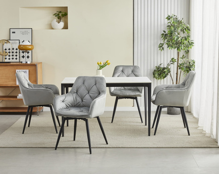 Krzesło JORK360 szare obrotowe tapicerowane – z aksamitu, na czarnych metalowych nogach