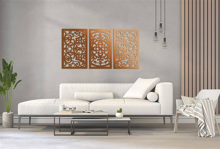 DEKORACYJNY TRYPTYK AŻUROWY, FLORELLE, DEKORACJA ŚCIENNA 3D, ORNAMENT, 72 x 140 cm, BIAŁY