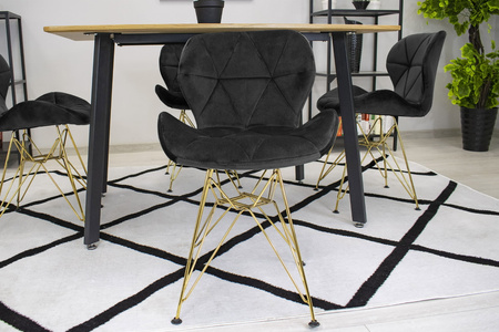 Czarne krzesła NEST - Welurowe, tapicerowane krzesła w stylu glamour (zestaw 3)