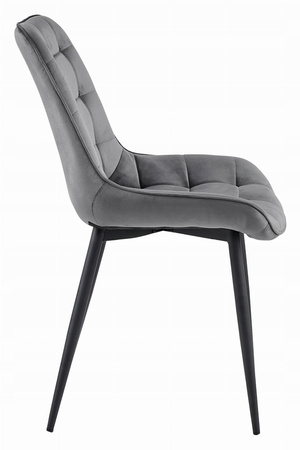 Ciemnoszare krzesła BERA do jadalni (zestaw 4 sztuk) - Tapicerowane pikowane krzesła