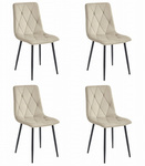 Tapicerowane krzesła LIBRA z aksamitu (4 sztuki) - Beżowe krzesła do jadalni