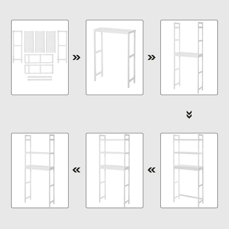 3-poziomowy regał nad WC - Szafka nad pralkę - Biały regał łazienkowy - SONGMICS BTS01WT