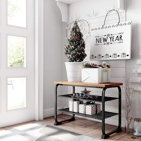 Loftowy regał na buty z siedziskiem - Półka na buty do przedpokoju - VASAGLE LMR32A