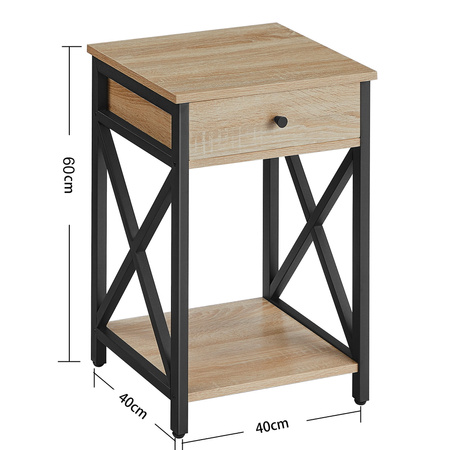 Industrialna szafka nocna - Stolik nocny - Nakastlik (Dąb Sonoma) VASAGLE LET022B11