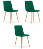 "Krzesło KARA - ciemna zieleń aksamit / nogi kolor drewna x 3"