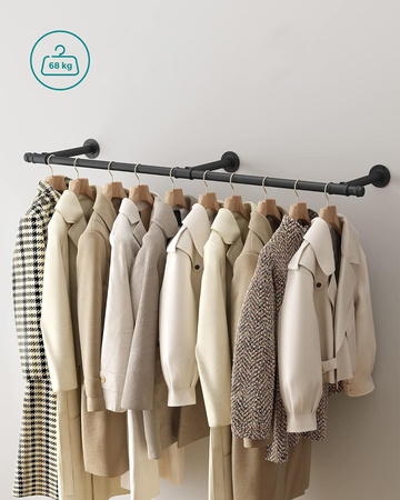 Drążek ścienny na ubrania - Czarny wieszak na ścianę - SONGMICS HSR104B01