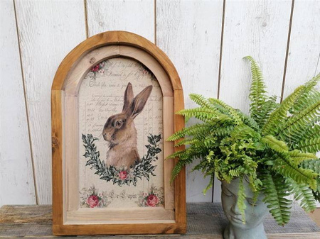 RUSTYKALNA DEKORACJA ŚCIENNA, ZAJĄC, VINTAGE, RETRO STYL