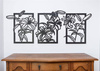 DEKORACYJNY TRYPTYK AŻUROWY, KWIATY, LILIE,  DEKORACJA ŚCIENNA 3D, ORNAMENT, 60 x 160 cm, CZARNY
