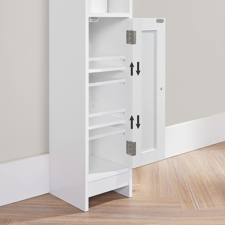 Biała wąska szafka łazienkowa - Słupek, regał łazienkowy VASAGLE BBC310W01