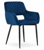 Tapicerowane krzesło kubełkowe AMALFI - Granatowe, pikowane krzesło z podłokietnikami