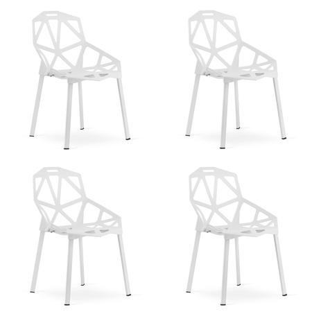 Nowoczesne białe krzesła do kuchni ESSEN - Geometryczne krzesła z tworzywa (4 sztuki)