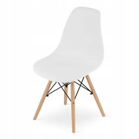 Skandynawski zestaw stół i 4 krzesła: Biały okrągły stół TODI 90cm i 4 białe krzesła OSAKA