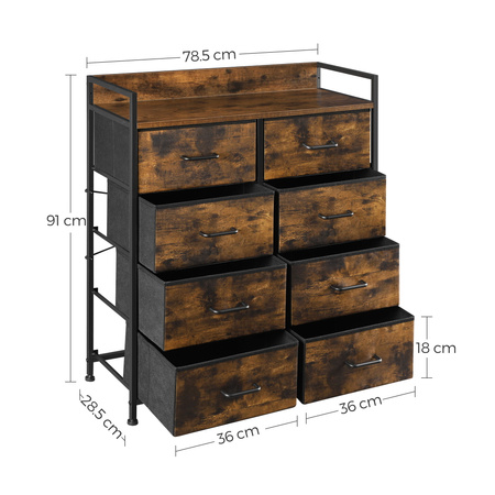 Industrialna komoda z szufladami - Loftowa szafka do salonu - VASAGLE LTS124B01