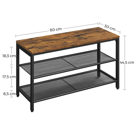 Industrialny regał na buty z siedziskiem - Półka na buty do przedpokoju - VASAGLE LBS74X