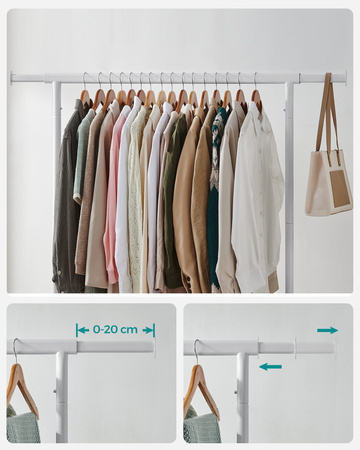 Metalowy stojak na ubrania na kółkach - Biały wieszak na ubrania - SONGMICS HSR011W01V1