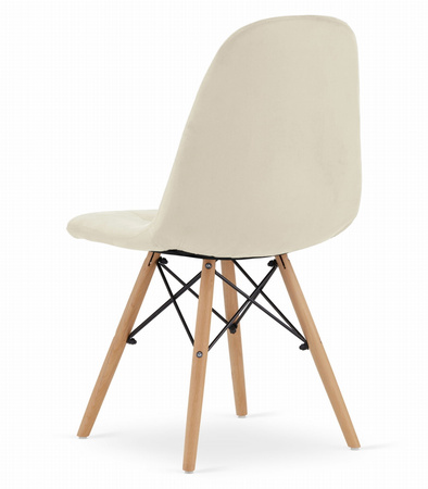 Beżowe krzesła z aksamitu DUMO - Tapicerowane jasne krzesła kuchenne (2 sztuki)