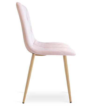 "Krzesło LIBRA - jasny róż aksamit / nogi kolor drewna x 2"