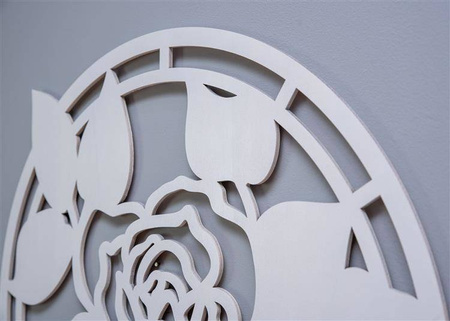Dekoracyjny panel ażurowy, RÓŻA, DEKORACJA ŚCIENNA 3D,ORNAMENT, 60 cm, BIAŁY