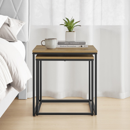 Zestaw 2 loftowych stolików kawowych - Kwadratowe stoliki kawowe do salonu