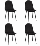 Komplet 4 prostych tapicerowanych krzeseł kuchennych COMO - Czarne krzesła welurowe