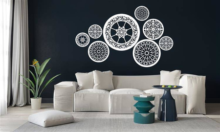 DEKORACYJNE PANELE AŻUROWE, ZESTAW 8 ROZET, PIĘKNA DEKORACJA ŚCIENNA 3D, CZARNY