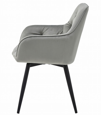 Krzesło JORK360 szare obrotowe tapicerowane – z aksamitu, na czarnych metalowych nogach