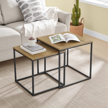 Zestaw 2 loftowych stolików kawowych - Kwadratowe stoliki kawowe do salonu