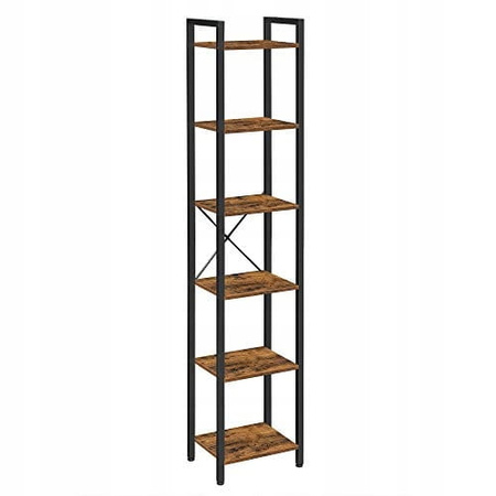 Wąski regał do salonu Loft - Rustykalna wąska półka na książki (Brąz Vintage) VASAGLE LLS101B01