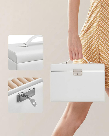 Biała szkatułka na biżuterię - Organizer biżuterii, kuferek, kasetka SONGMICS JBC121W