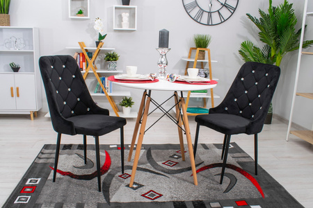 Czarne pikowane krzesła w stylu Glamour AMORE - Tapicerowane krzesła (3 sztuki)