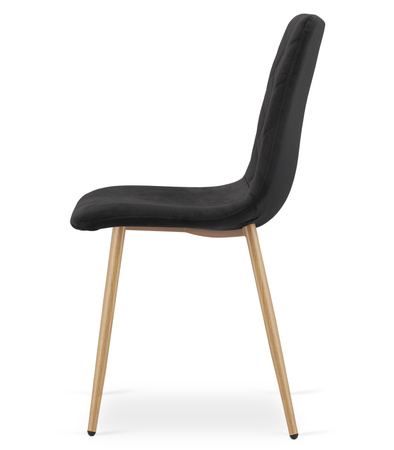 "Krzesło TURIN - czarny aksamit / nogi kolor drewna x 1"